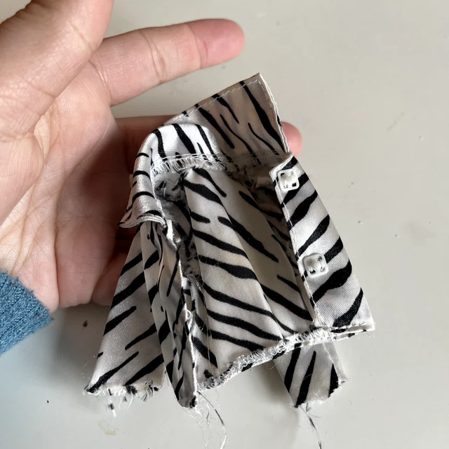 Barbie Clothes : White Satin Zebra Jacket Coat Missing White Fur Trim