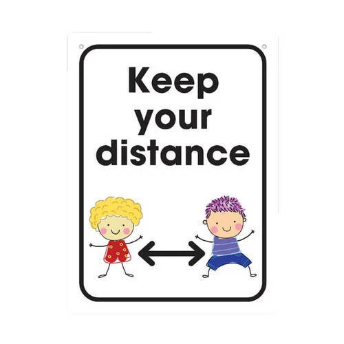 Durus School Keep Your Distance Wall Sign White (225x300mm) FREE Global Shipping
