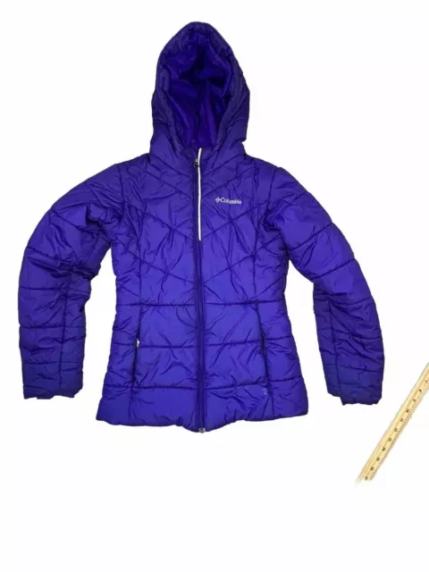 Columbia Purple Winter Ski Jacket Coat Hooded Puffer Girls Large Zip