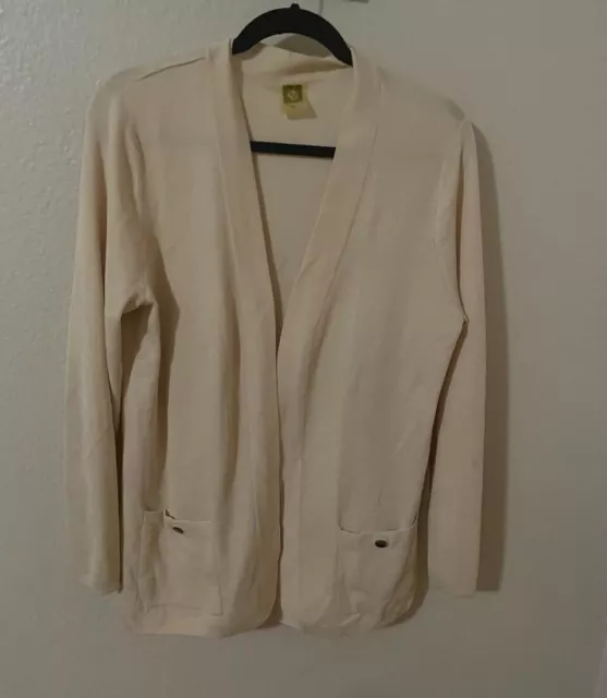 EUC Anne Klein Ivory Open Front long Cardigan Sweater XL