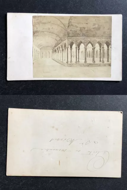 France, Mont Saint Michel, cloître du monastère, circa 1870 vintage cdv albumen