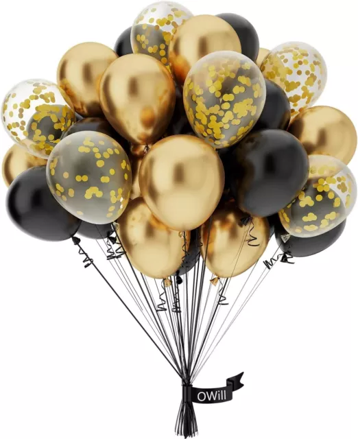 Ballon d'anniversaire doré, 60 pièces De confettis d'or Ballons d'hélium, Ballon  d'or blanc, Ballo métallique