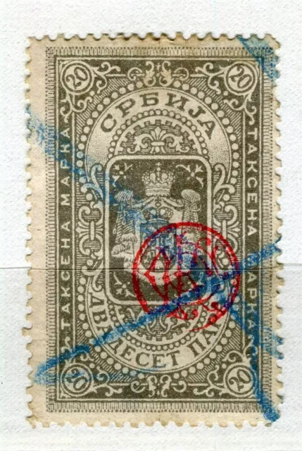 SERBIA; 1880s early classic Revenue issue fine used value