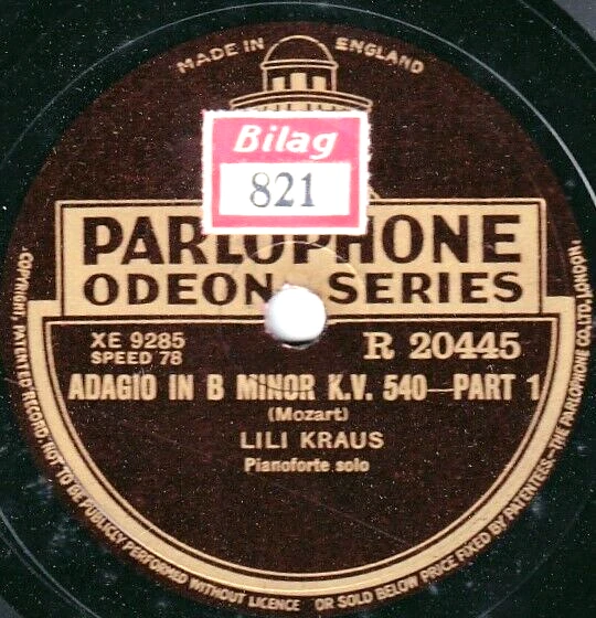 Kraus. Mozart (Adagio, KV 540). Parl. R 20445. NM