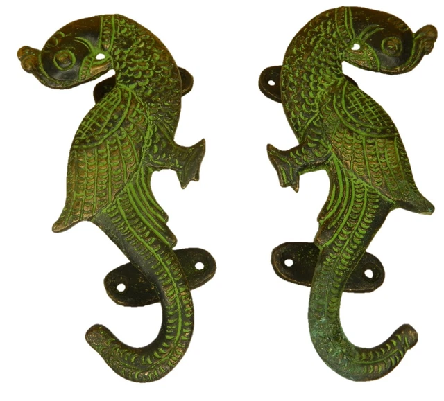 Green Peacock Antique Victorian Style Handmade Brass Door Handle & Pull Knob