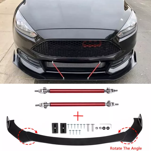 For Ford Focus RS ST Fiesta MK3 4 Front Bumper Lip Splitter Spoiler + Strut Rods