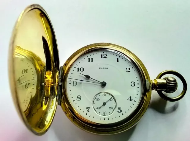 👀⭐BONNY, GOLD PLATED ELGIN, GR:386, 16s, 17Js FULL HUNTER POCKET WATCH, FWO!.👀