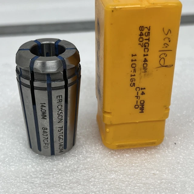 New Kennametal Erickson 75TGC140M 14MM, 8407 CFO Collet, 1105165, Coolant Sealed