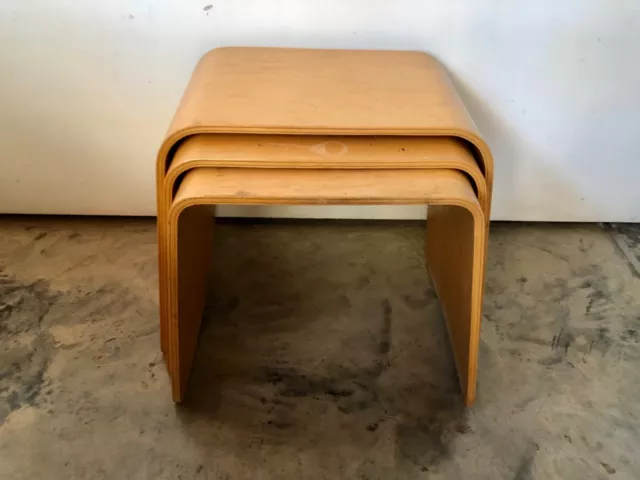 Mid 20th Century Nest of Bent Ply Side Tables - 1970s