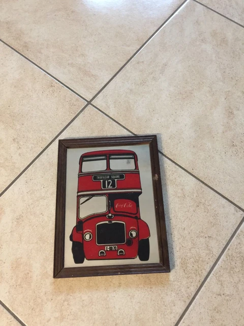 Coca Cola  Piccolo Specchio Con Bus Londinese  Cm  22,5X 17,5