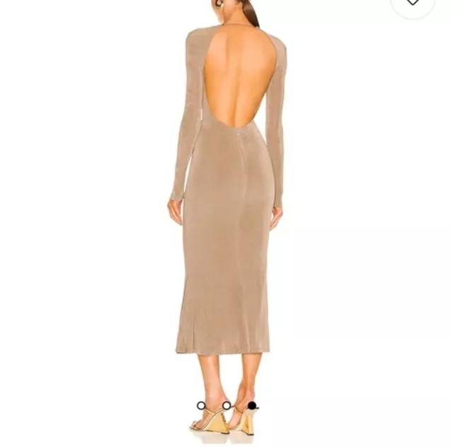 JASON WU Engracia Midi Dress Khaki Tan Open Back NWT$320 2