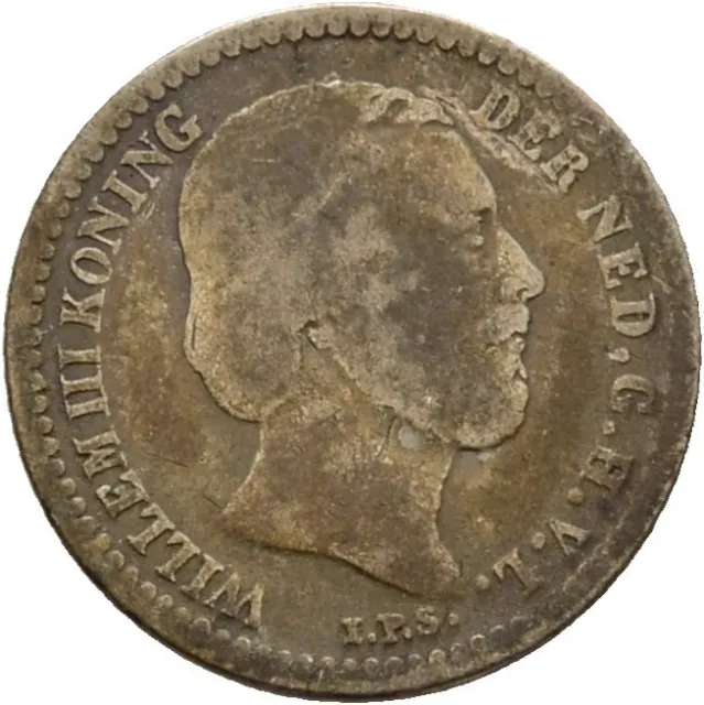 Niederlande 10 Cents Willem III., 1890 Silber 1,3 g Original #HPK861