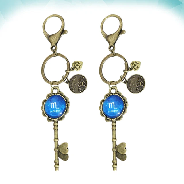 2 Pcs DIY Key Chain Accessories Time Key Holder Metal Button 5