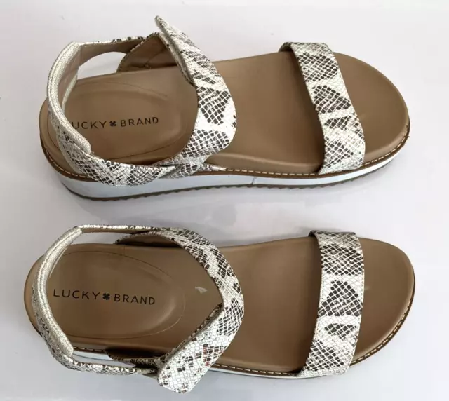 Lucky Brand Beige IADAN Snake Print Sandals Size 9 Women's Beige Cream Brown 3