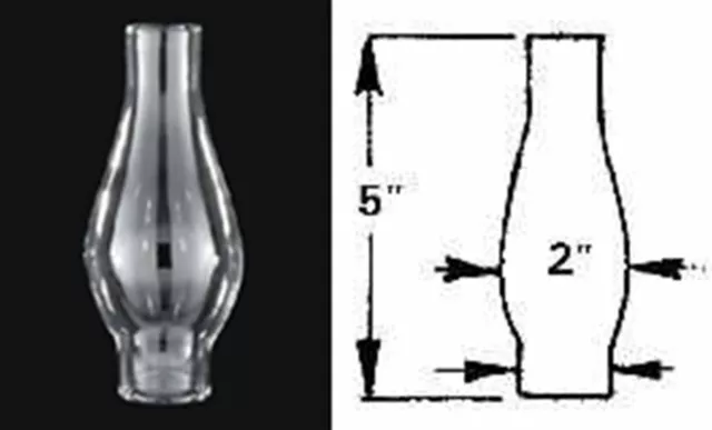 New #219 Kerosene Oil Clear Lamp Chimney 1 1/4" X 5 1/4" Borosilicate Glass