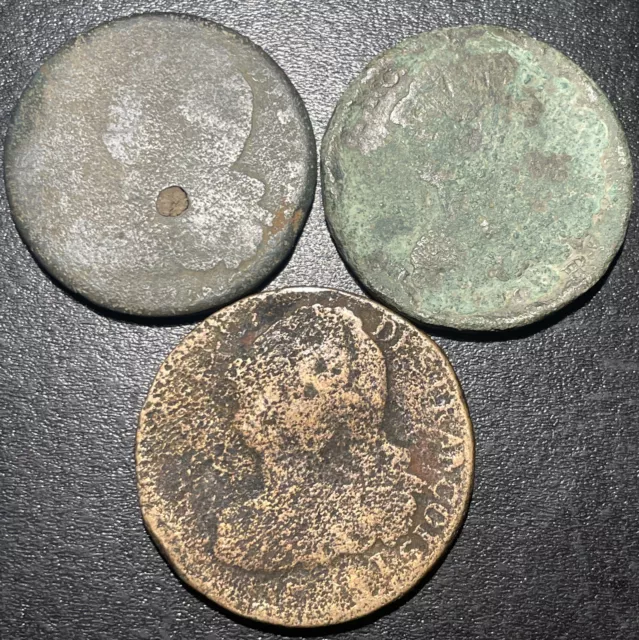 1700s France King Louis XVI 2 Sol 24 Deniers French Revolution Copper Coin