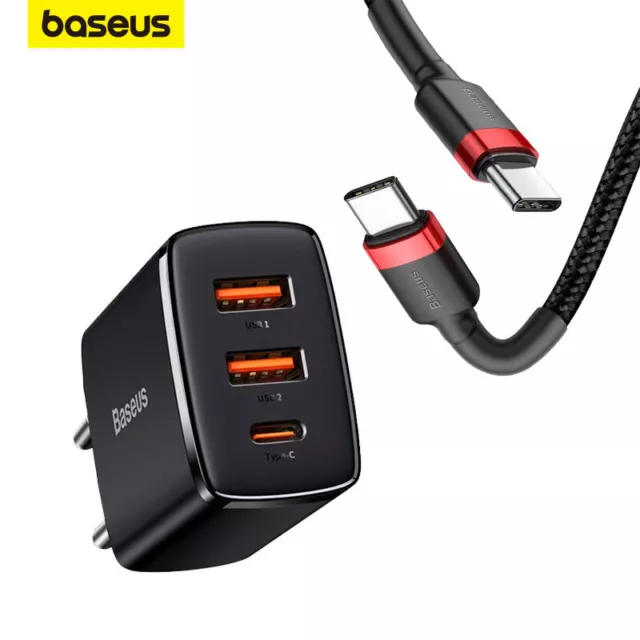 Baseus USB C 30W Ladegerät 3 Ports Netzteil PD Schnell Ladekabel für iPhone 15