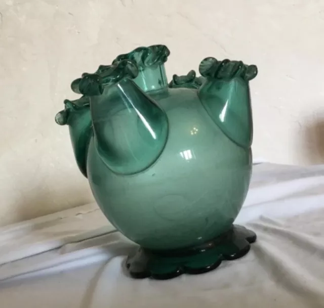 ANCIEN VASE RÉCIPIENT OVOIDE EN VERRE bulles XVIIEME FORME DE Pique fleur