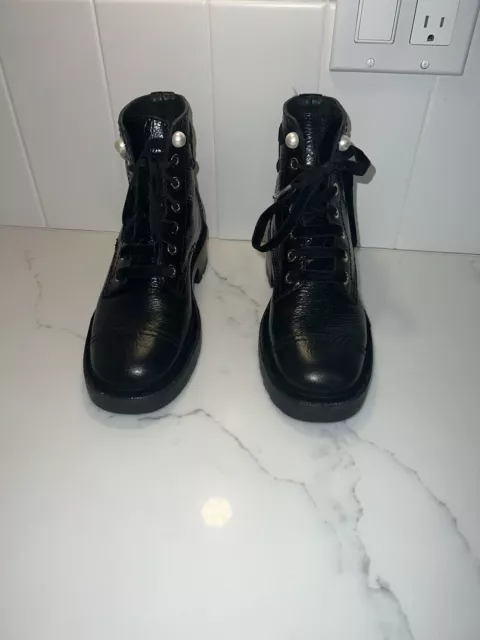 CHANEL CALFSKIN PEARL Combat Ankle Boots Size 36 $550.00 - PicClick