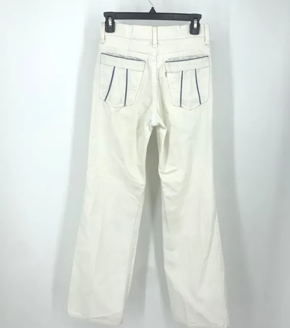 Vintage 70s Levi’s White Tab Bell Bottoms Denim Jeans Blue Accents Size 27x32