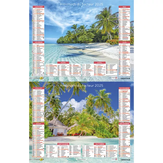 ALMANACH DU FACTEUR / CALENDRIER LA POSTE 2025 " LES FLEURS et PARCS