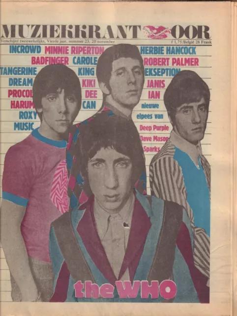 MAGAZINE OOR 1974 nr. 23 - THE WHO / CAROLE KING / CAN / ROXY MUSIC /BADFINGER