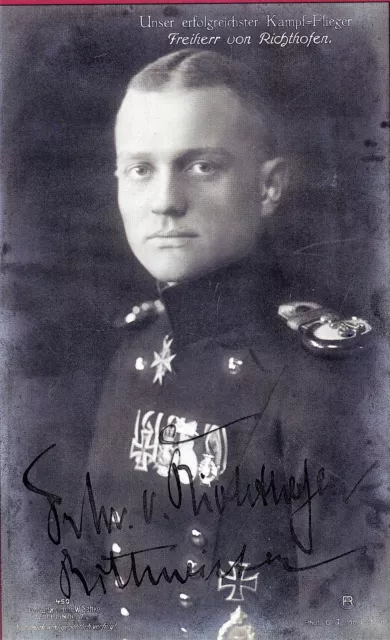 MANFRED VON RICHTHOFEN Signed Photograph World War 1 Pilot RED BARON - preprint