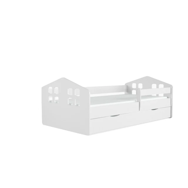 Kinderbett Mika inkl. Rollrost + Bettschublade MDF Holz weiß 80*140/160/180 cm