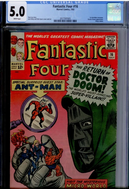 Fantastic Four #16 CGC 5.0 WHITE pages  1st Ant-Man x-over, wasp, DOCTOR DOOM