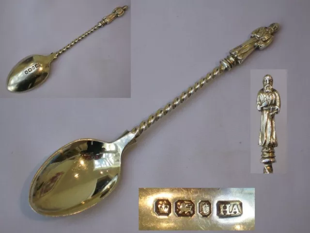 gold gilt Victorian 1895 English Antique Sterling Silver/gold gilt Apostle Spoon