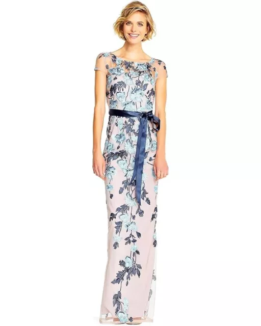 Adrianna Papell Women;s Cascading Floral Column Gown size 12