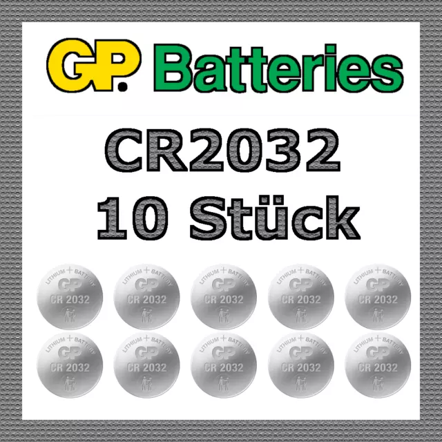 GP Battery CR2032 Lithium Knopfzelle Knopfbatterie 10x Stück