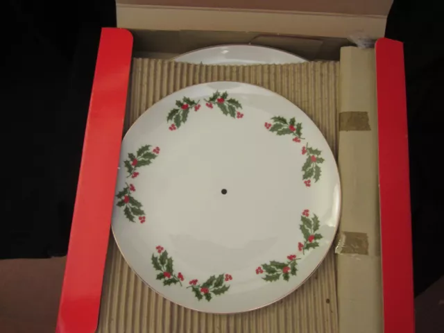 Christmas Holly 2-Tier Tidbit Cookie Platter Server NIB  Made In Japan