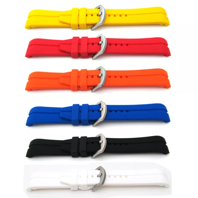 Mens Sports Watch Strap Band CURVED ENDED 22mm Divers Silicone Rubber Waterproof