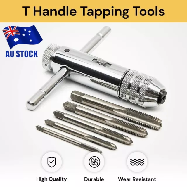 Tapping Ratchet Tap Wrench T-Handle Bar Type Ratcheting Thread Extractor Tool AU