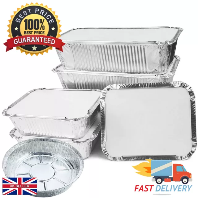 Aluminium Foil Food Containers with Lids Takeaway Home Catering Disposable Bake