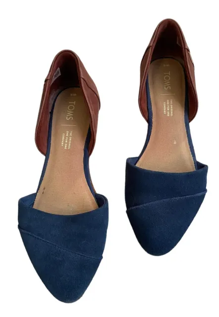 Toms Shoes Womens 8 Jutti Flats D Orsay Slip On Blue Suede Closed Toe Casual