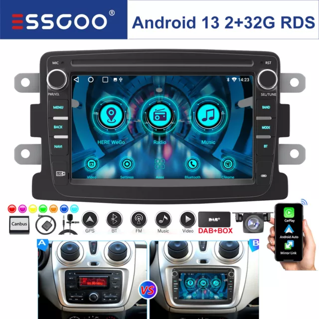 DAB+ 32G Android Carplay Autoradio KAM Für Renault Dacia Duster Sandero GPS NAVI