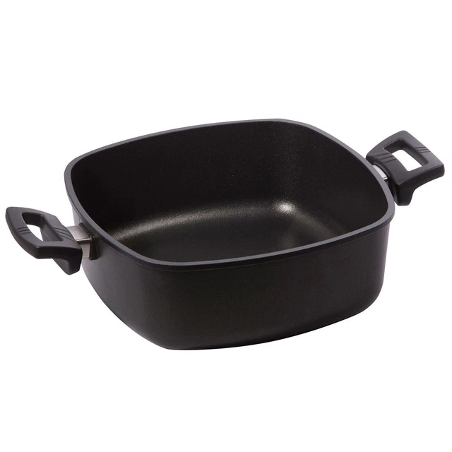 Eurolux Guss Universal Kasserolle eckig 28x28 cm - 10 cm hoch Aluguss Anti Haft