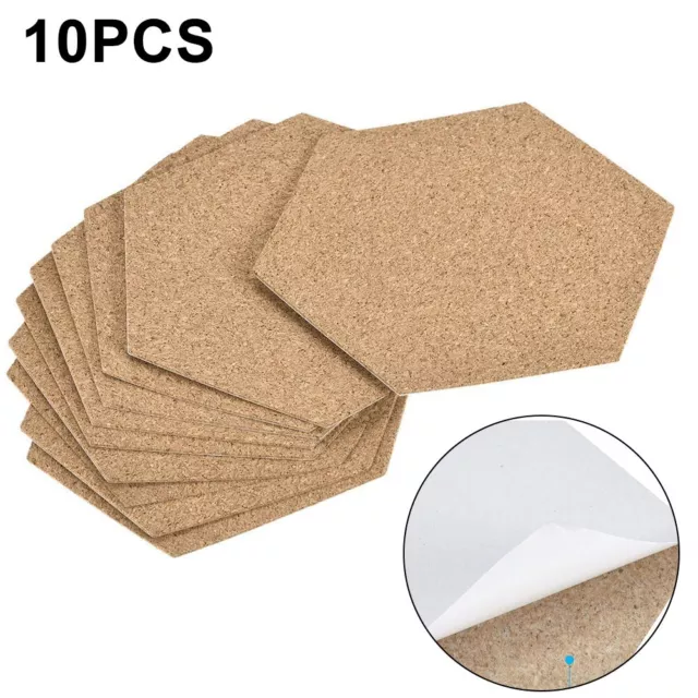 10er Set Sechseck Holz Untersetzer Kork Cup Mat Pad Selbstklebend 100x85x1mm