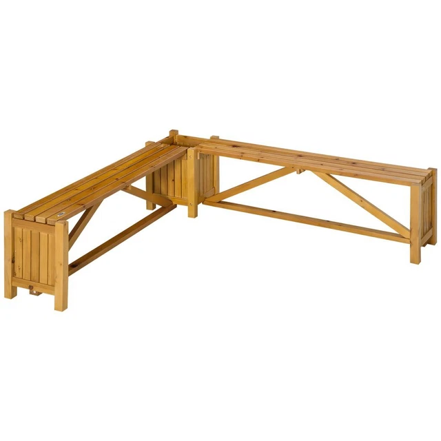 WOODEN GARDEN CORNER Bench with Planter, Garden Bench Seat for Patio £