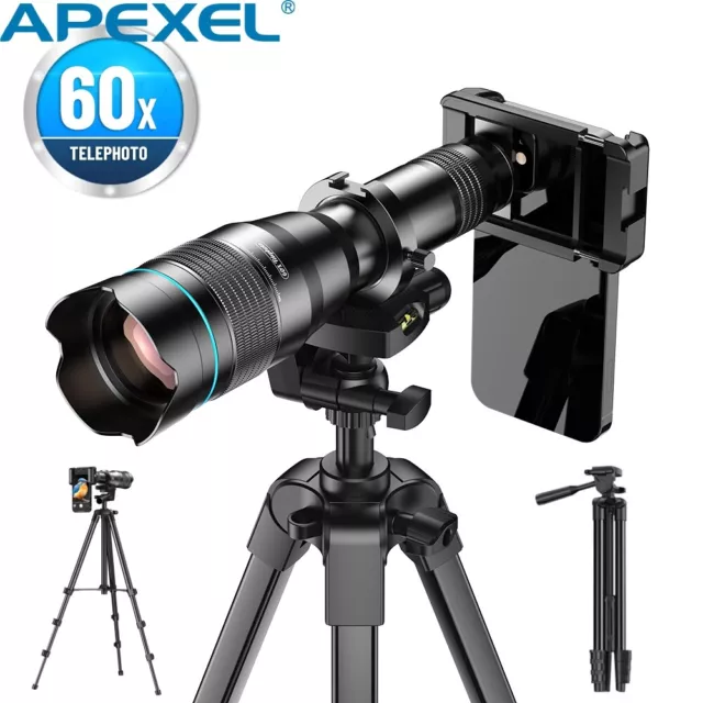 Apexel 60x Hochleistungs-Teleskop 4K-Telephoto-Kamera -Objektiv für Sterncamping