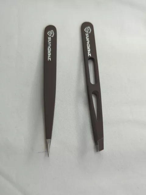 Stainless Steel Quality Mini Slant And Pointed Tweezer -  Brown