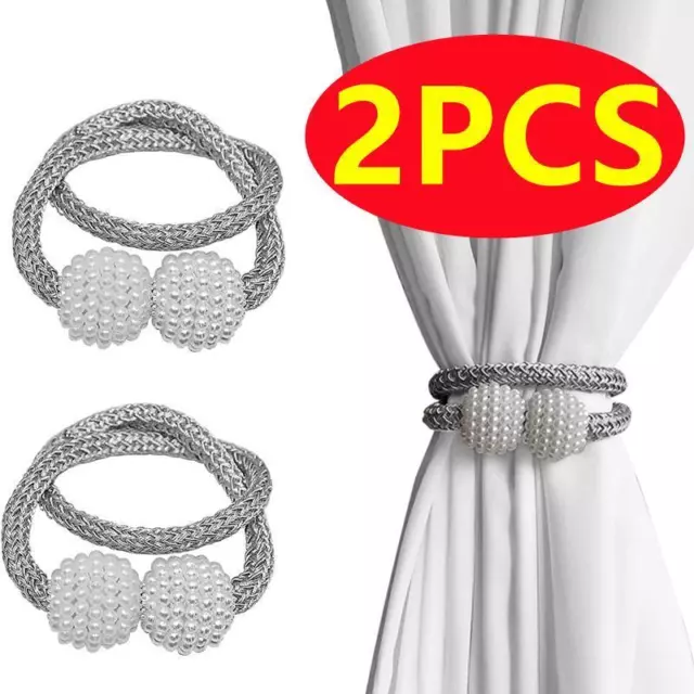 2pcs Magnetic Ball Curtain Tie Backs Holder Hooks Curtain Clips Rope Strap Decor