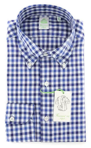 Finamore Napoli Blu Plaid Camicia - Extra Slim - (2018022618)