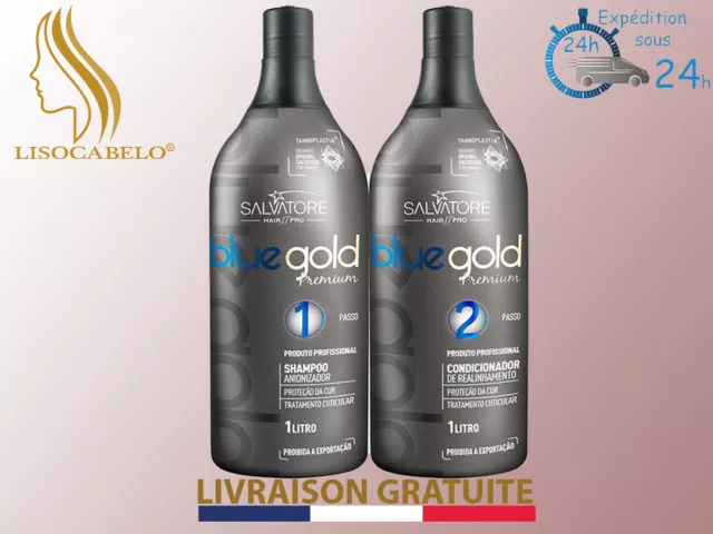 Lissage Sans Formol au Tanin 2x500ml (Taninoplastie) SALVATORE Blue Gold Premium