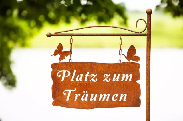 Rost Schild Platz zum Träumen 32x45 cm Edelrost Gartendeko Garten Tafel Deko