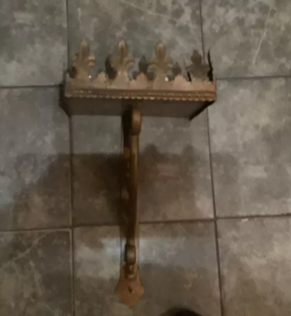 Vintage Iron Wall Shelf Fleur De Lis Castle Medieval Oil Lamp Shelf