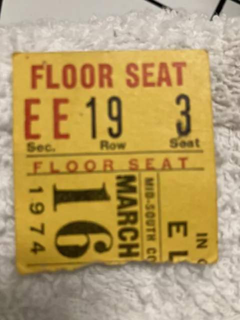 👀Rare Elvis Presley concert ticket stub Memphis March 16, 1974 Floor