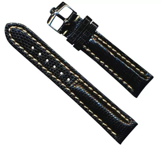 22mm GENUINE LIZARD PADDED MB STRAP LEATHER LINED & GENUINE OMEGA STEEL BUCKLE